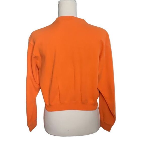 VTG Liz & Co Orange Short Full Zip Unlined Cotton Collarless Jacket Size medium - Picture 4 of 5
